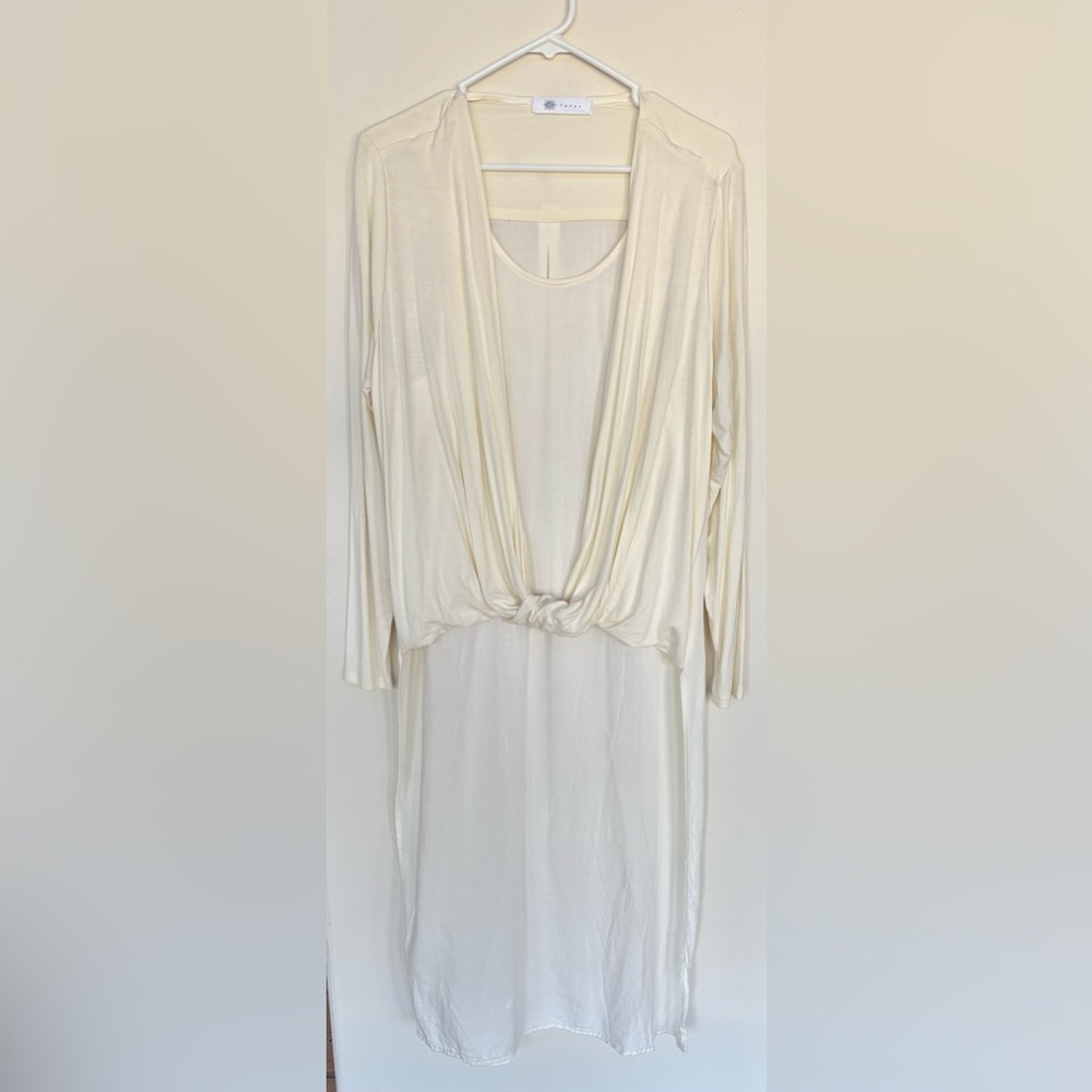 Fever Cream Long Sleeve Draped Shirt